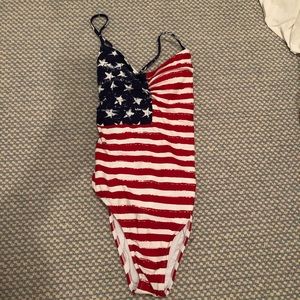 American flag lace up one piece